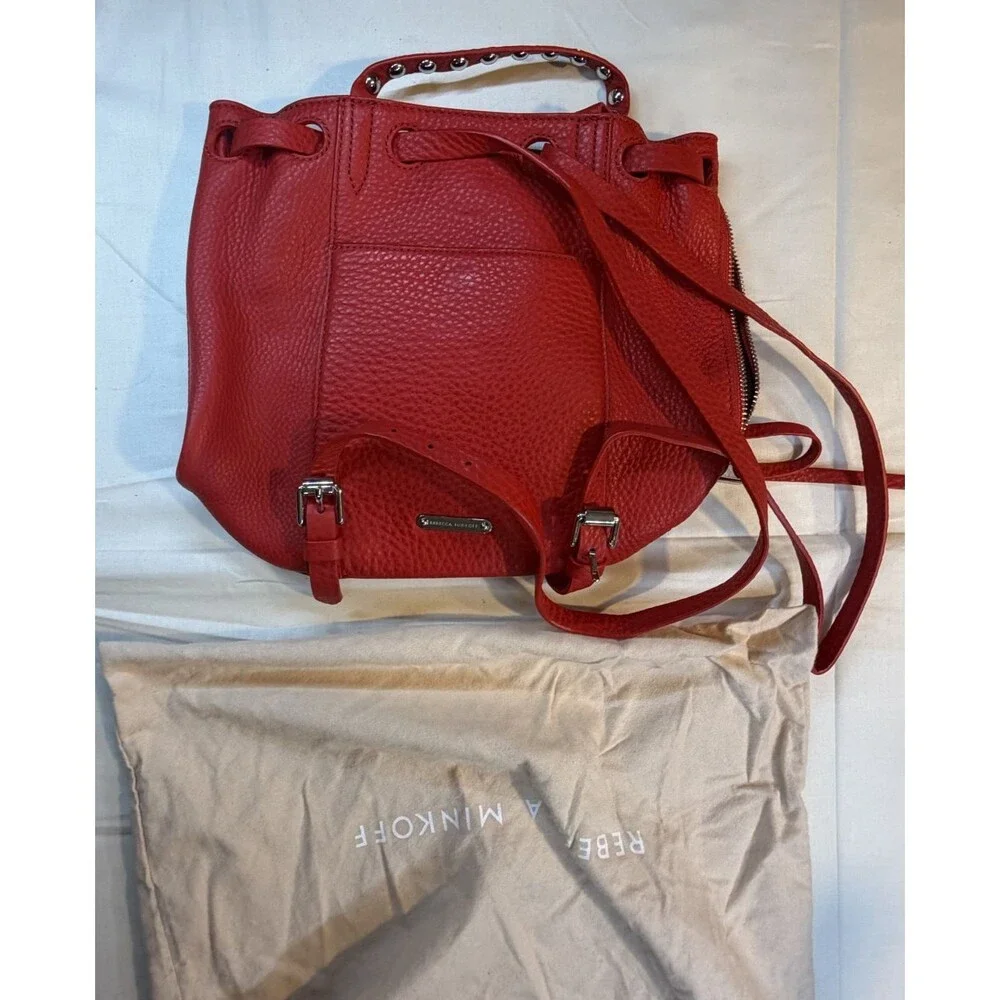 REBECCA MINKOFF Blythe Leather Backpack Red with Silver-Tone Hardware - NWT